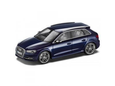 Модель автомобиля Audi S3 Sportback, Scale 1:43, Estoril Blue от VAG Модель автомобиля Audi S3 Sportback, Scale 1:43, Estoril Blue